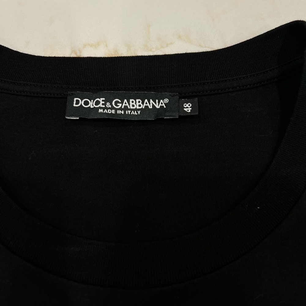 Dolce & Gabbana Black Long Sleeve Tee with Gold Logo - Picture 2 of 4